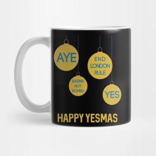 Gold Happy Yesmas Christmas Decoration Bauble Design Mug